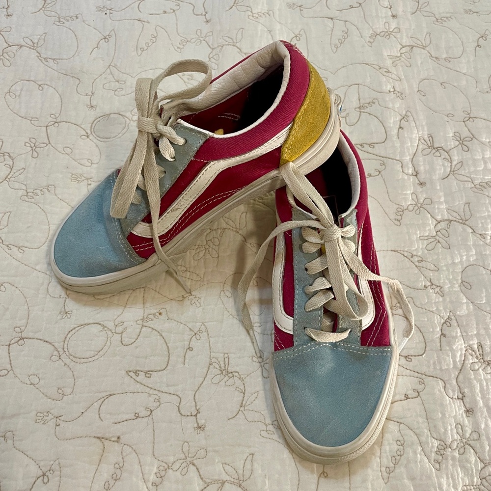 Vans Old Skool Kids Sneakers in Blue, Pink, and Gold